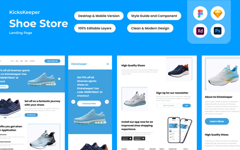 KicksKeeper - Shoe Store Landing Page V1 UI Element