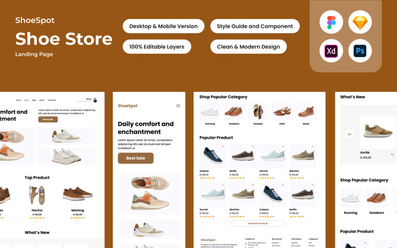 ShoeSpot - Shoe Store Landing Page V2 UI Element