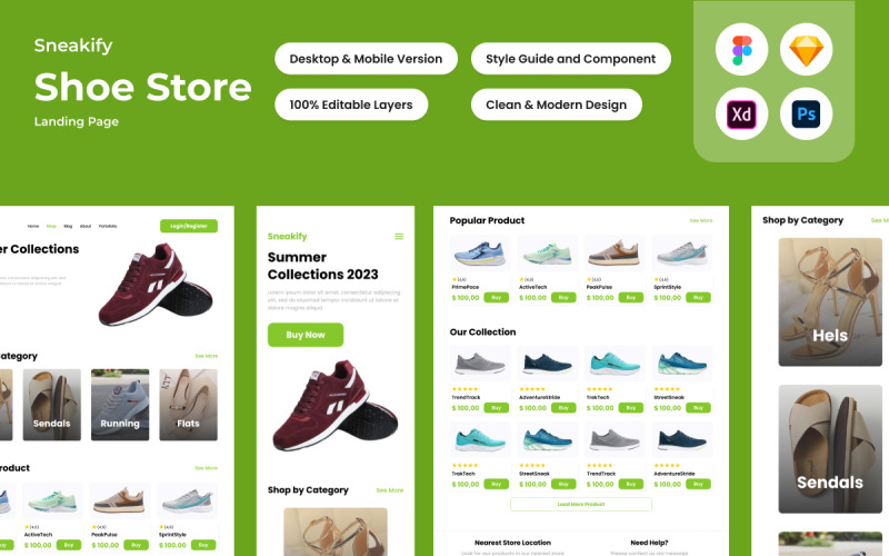 Sneakify - Shoe Store Landing Page V2 UI Element