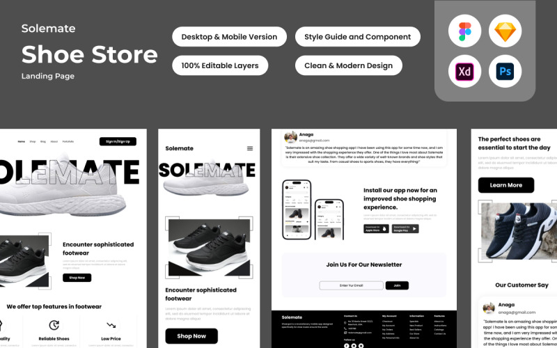 Solemate - Shoe Store Landing Page V1 UI Element