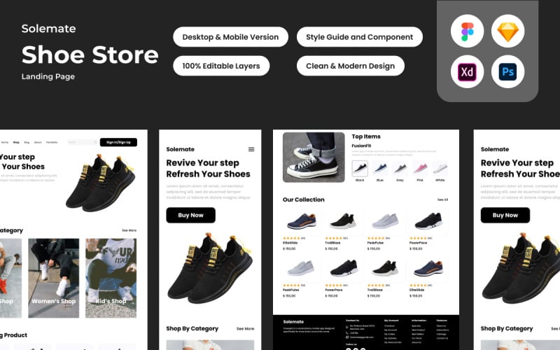 Solemate - Shoe Store Landing Page V2 UI Element