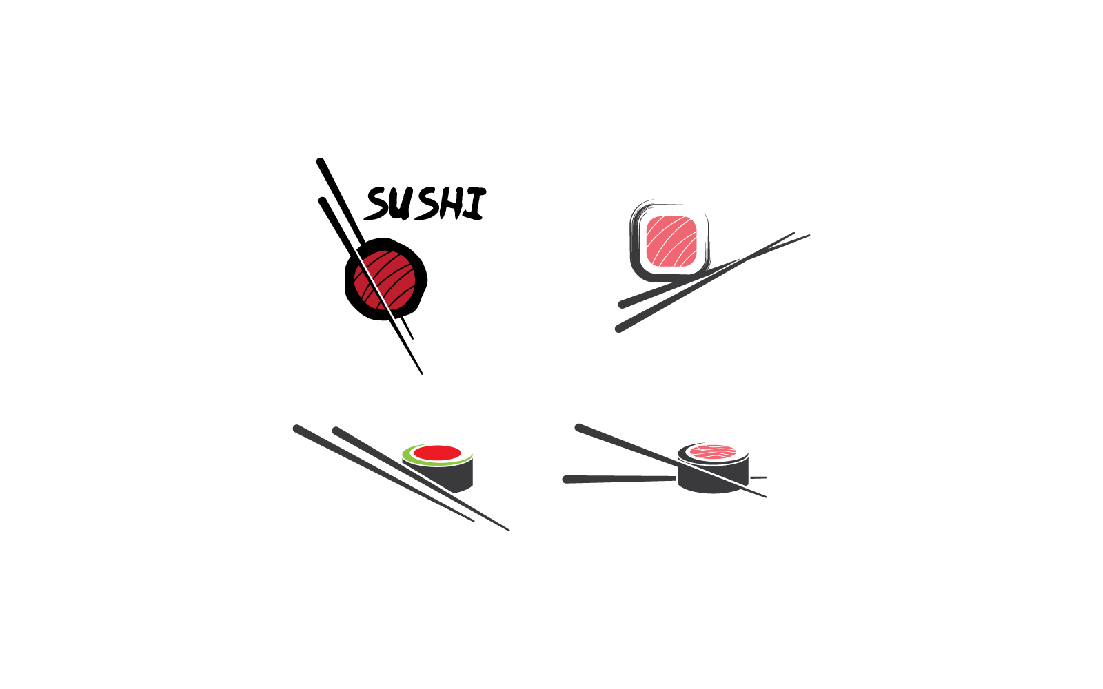 Sushi modern restaurant logo flat design Logo Template