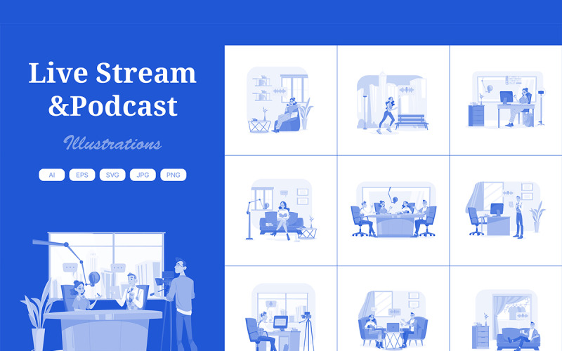 M536_ Live Stream and Podcast Illustration Pack 2
