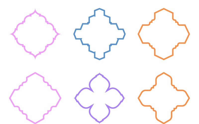 Islamic Emblem Design Bold Line Set 6 - 32 Vector Graphic