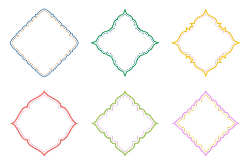 Islamic Emblem Design double lines Set 6 - 14 Vector Graphic