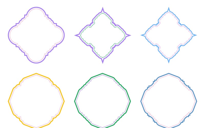 Islamic Emblem Design double lines Set 6 - 17 Vector Graphic
