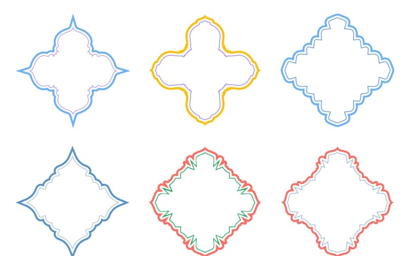 Islamic Emblem Design double lines Set 6 - 18 Vector Graphic