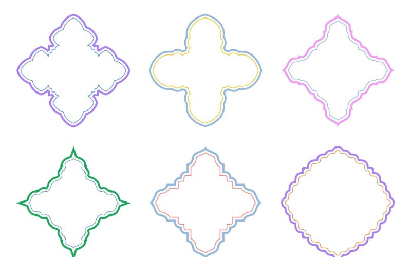 Islamic Emblem Design double lines Set 6 - 3 Vector Graphic