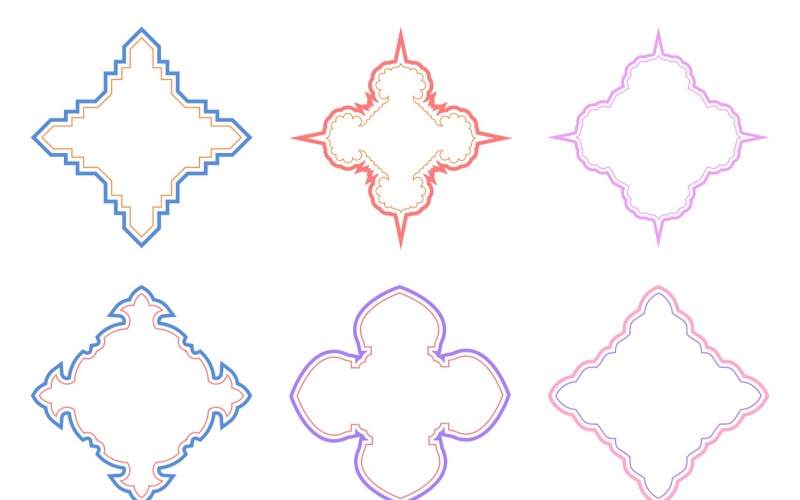 Islamic Emblem Design double lines Set 6 - 4 Vector Graphic