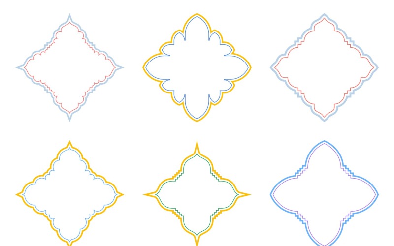 Islamic Emblem Design double lines Set 6 - 6 Vector Graphic