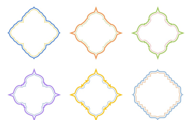 Islamic Emblem Design double lines Set 6 - 7 Vector Graphic