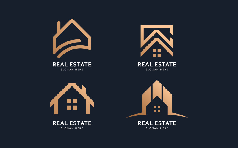 Real estate logo and icon design concept V0 Logo Template