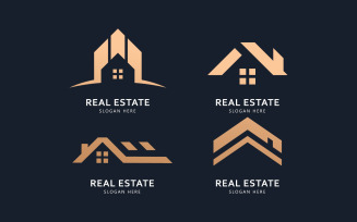 Real estate logo and icon design concept V9