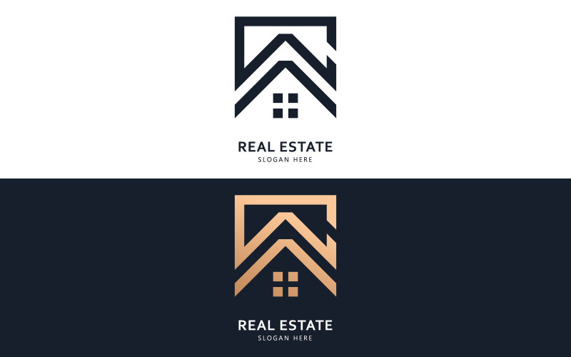 Real estate logo and icon design concept V7 Logo Template