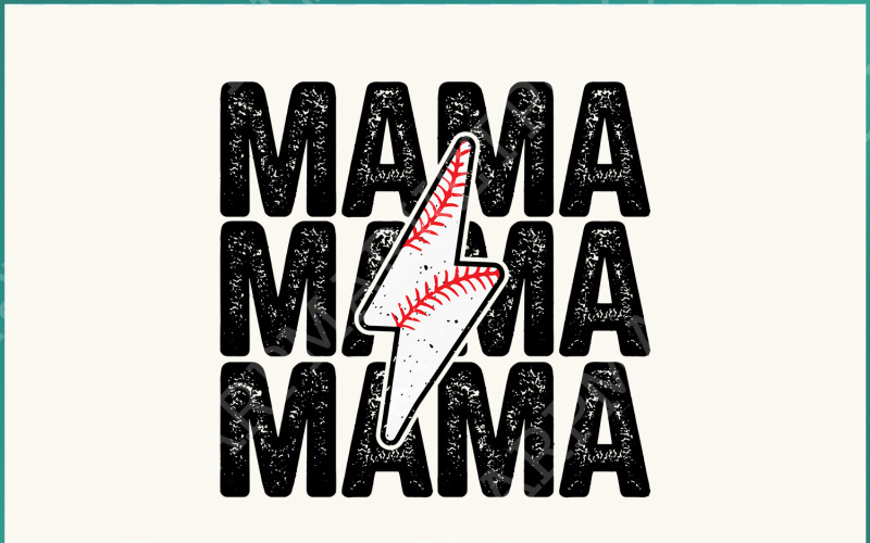 Baseball Mom PNG, Lightning Mama Sublimation File, Digital Heat Transfer Design, Softball Varsity Illustration