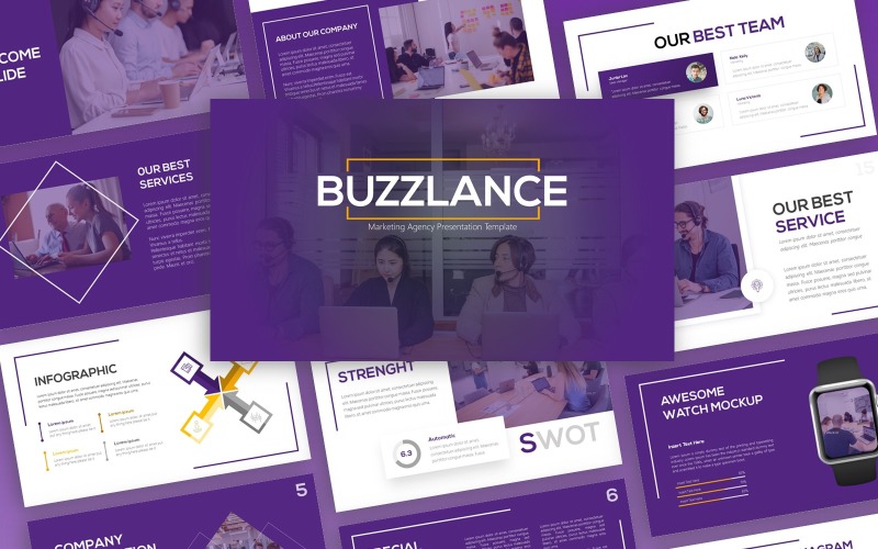 Buzzlance Marketing Agency Presentation Template PowerPoint Template