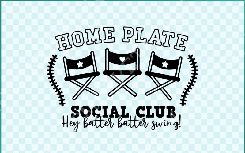Home Plate Social Club, Hey Batter Swing, Baseball Mom SVG & PNG, Baseball Mama Family Illustration