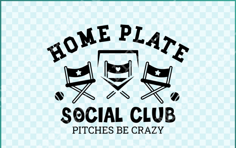 Home Plate Social Club SVG/PNG, Baseball Mom & Mama Sublimation, Pitches Be Crazy Softball Illustration