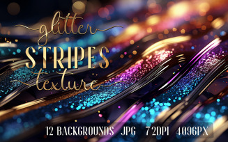 12 Glitter Backgrounds: Rainbow Stripes Texture Digital Paper