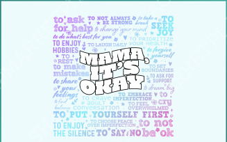 Mama It's Okay PNG, Mother's Day Inspirational Quote, Motivational Mental Health Awareness Retro