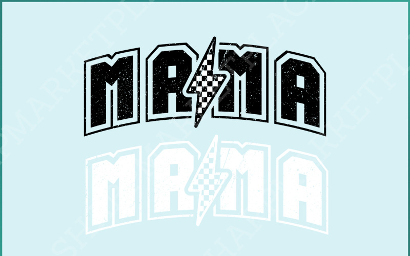 Mama Lightning Bolt SVG/PNG, Game Day Retro Mother's Day Gift Shirt Design, Mom SVG, Sublimation Illustration