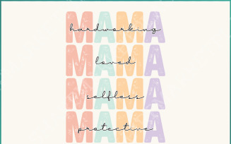 Mother's Day Sublimation PNG, Trendy Mom Quote Design, Hardworking Protective Retro Mama