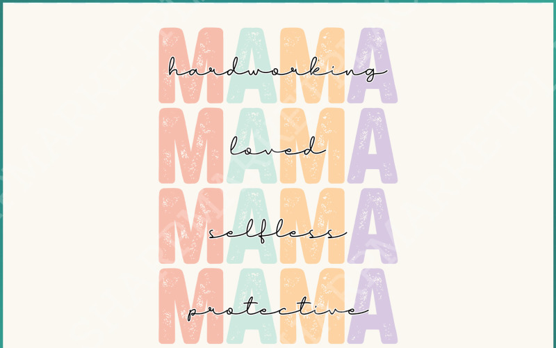 Mother's Day Sublimation PNG, Trendy Mom Quote Design, Hardworking Protective Retro Mama Illustration