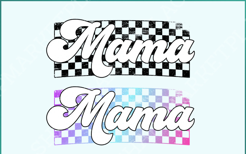 Retro Checkered Mama PNG, Trendy T-Shirt Design, Distressed Mama Sublimation, Mother's Day Gift Illustration