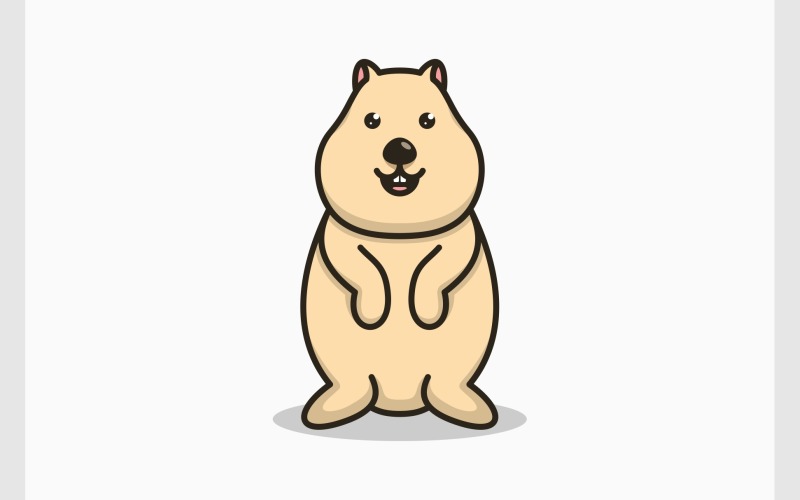 Cute Quokka Cartoon Mascot Illustration Logo Template
