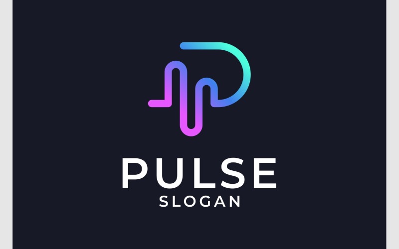 Letter P Pulse Heartbeat Modern Logo Logo Template