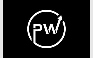 Letter P W Business Arrow Up Logo