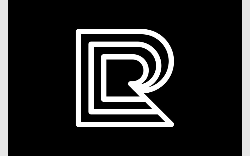 Letter R Line Art Geometric Logo Logo Template