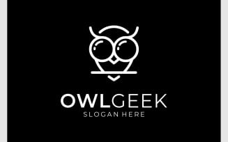 Owl Bird Geek Simple Logo