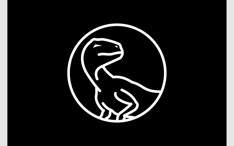 Raptor Dinosaur Line Art Logo Logo Template