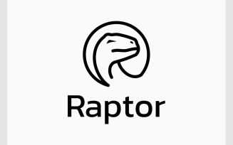Raptor Jurassic Line Art Logo