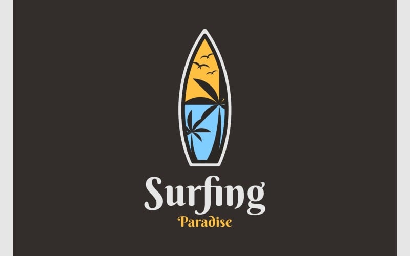 Surfboard Surfing Surf Beach Logo Logo Template