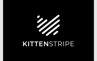 Abstract Kitten Stripe Line Logo