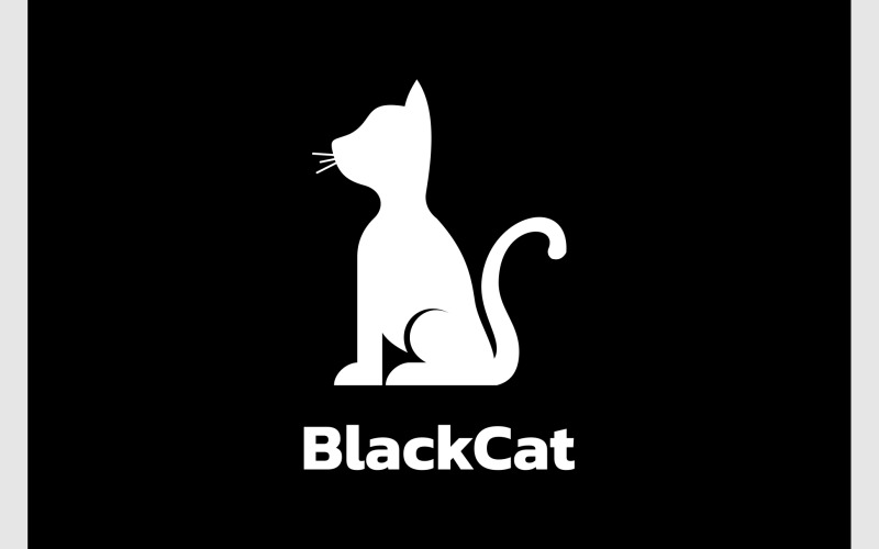 Black Cat Silhouette Logo Logo Template