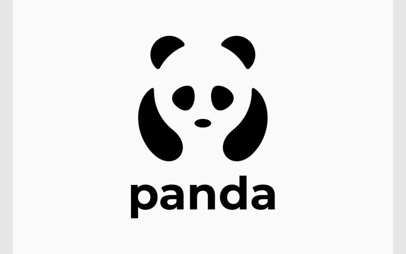 Cute Panda Negative Space Logo Logo Template
