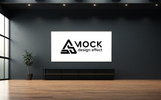 indoor office wall black logo mockup psd