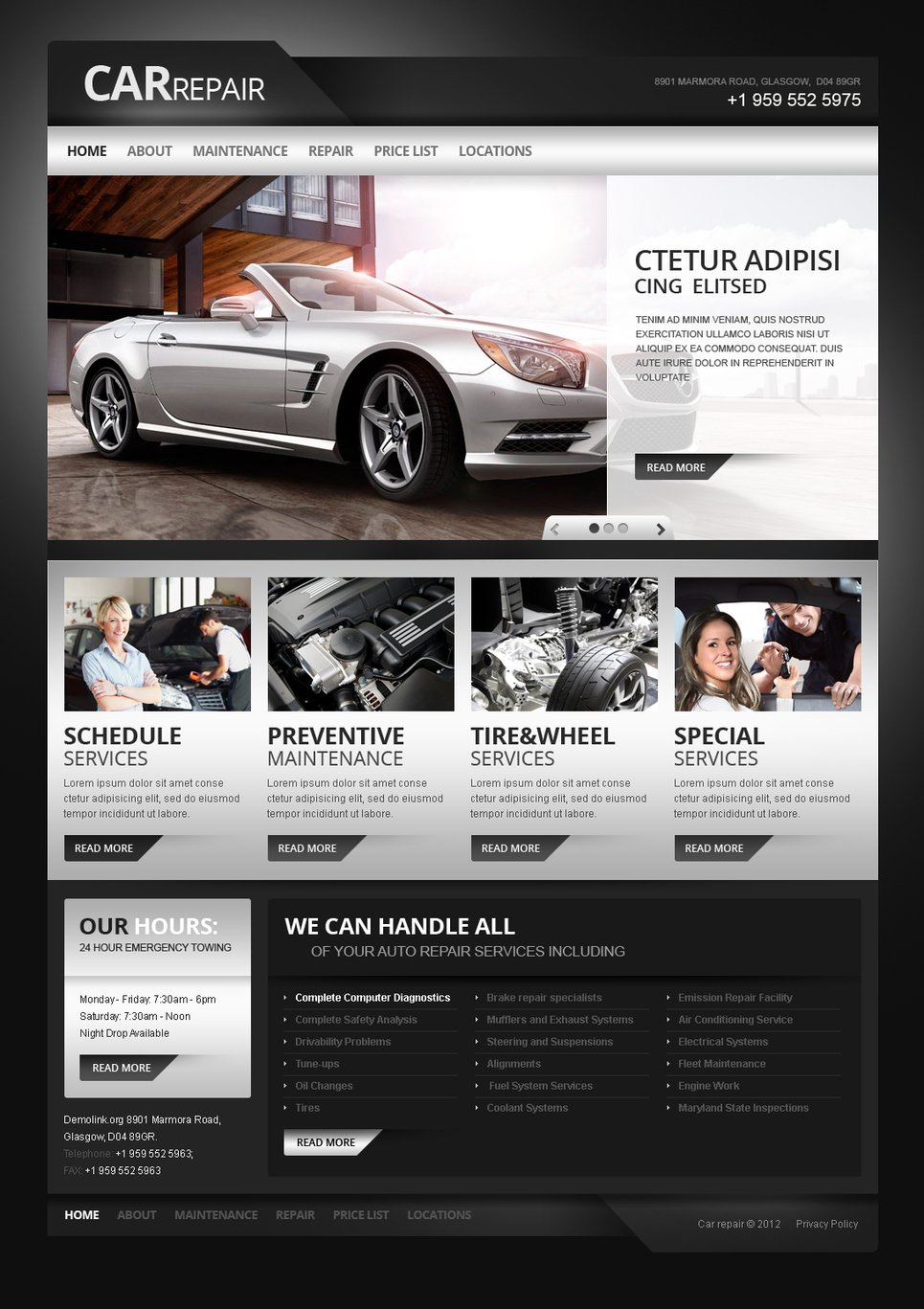 car repair moto cms html template 41082