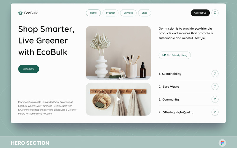 EcoBulk - Eco Friendly Bulk Store Hero Section Figma Template UI Element
