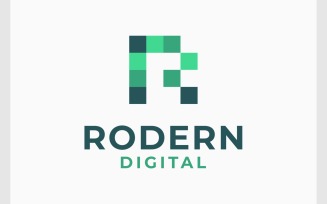 Letter R Pixel Digital Logo