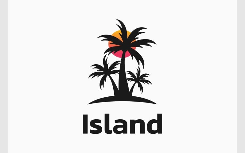 Palm Tree Beach Island Logo Logo Template