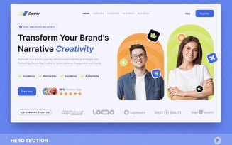 Sparkr - Creative Marketing Hero Section Figma Template