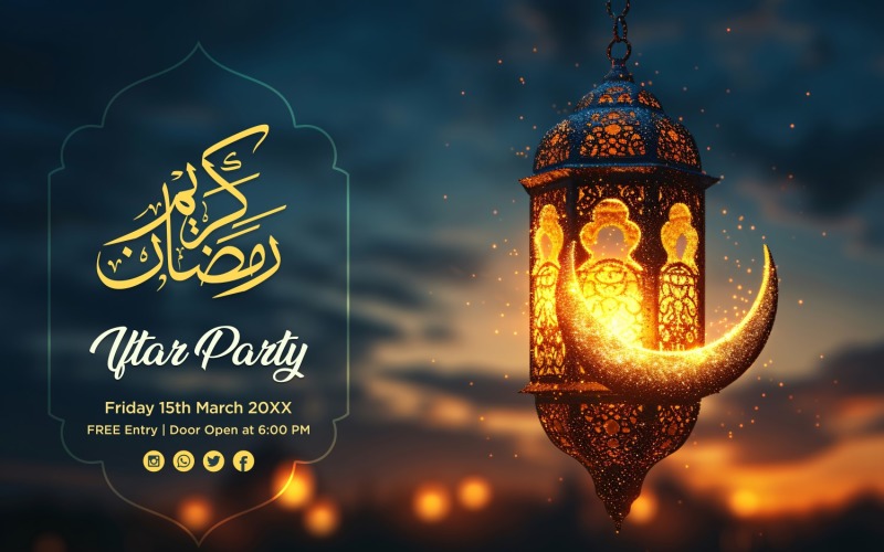 Ramadan Iftar Party Banner Design Template 86 Social Media