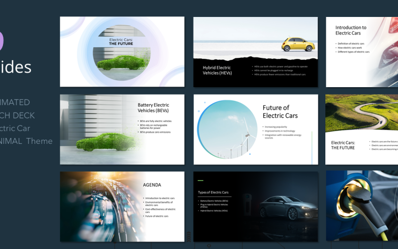 Electric car PPT template pitch deck presentation PowerPoint Template