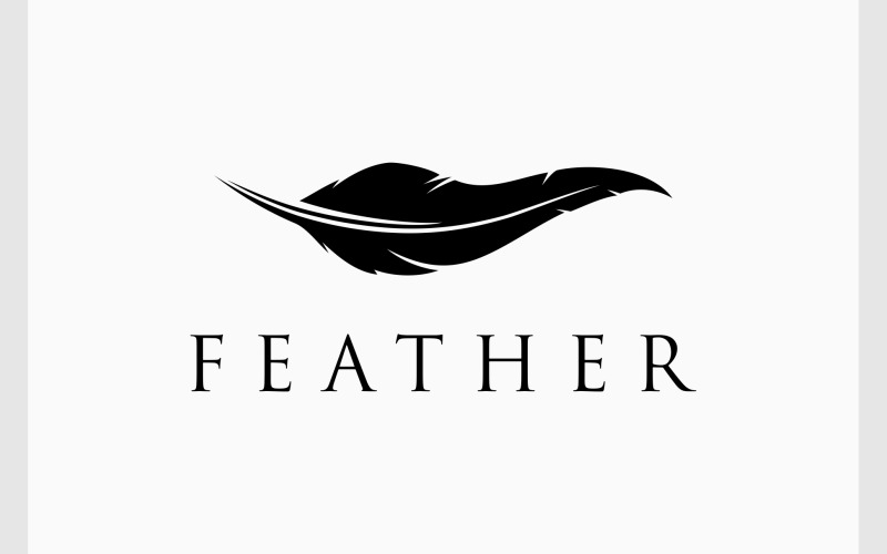 Feather Silhouette Flat Logo Logo Template