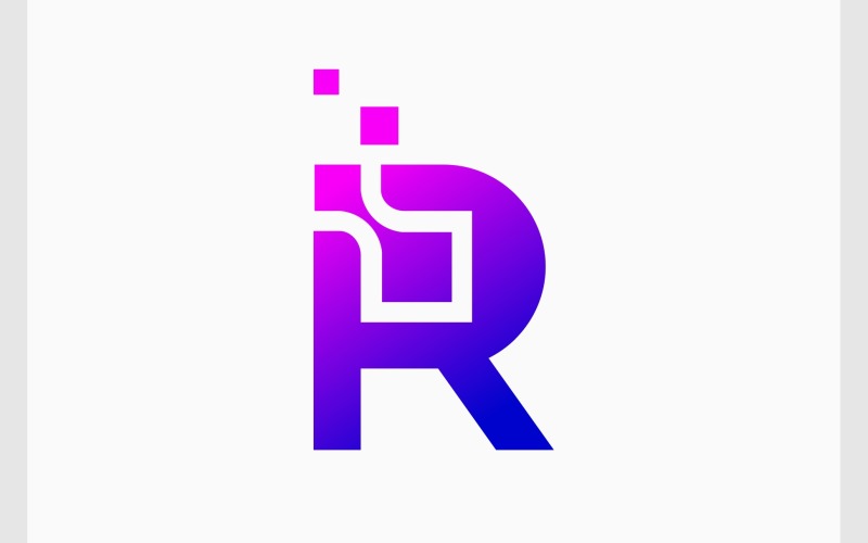 Letter R Tech Data Digital Logo Logo Template
