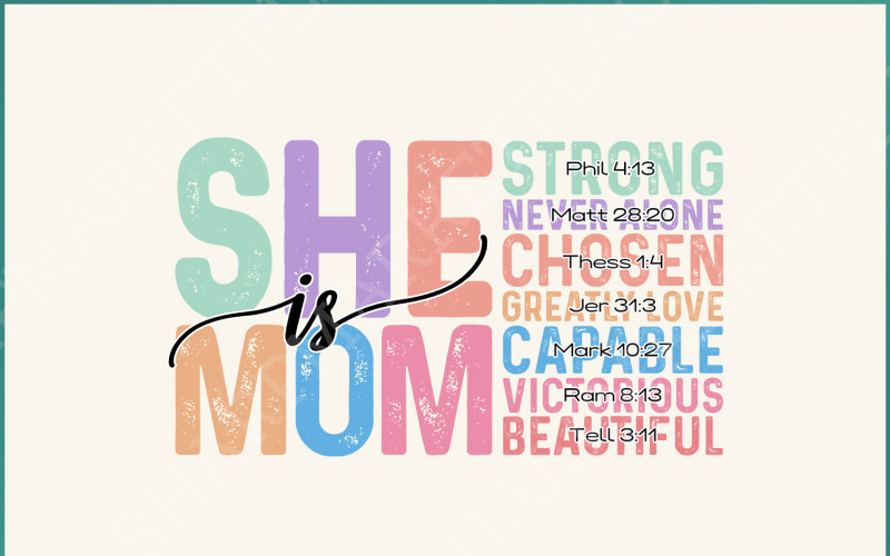 She is Mom PNG, Empowered Women Quote, Strong Mom Mother's Day PNG, Mom Life Illustration